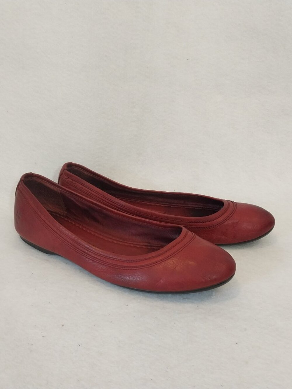 Frye Ballet Flats Shoes Womens 8 Burgundy Red Leather Slip On Classic Round Toe,